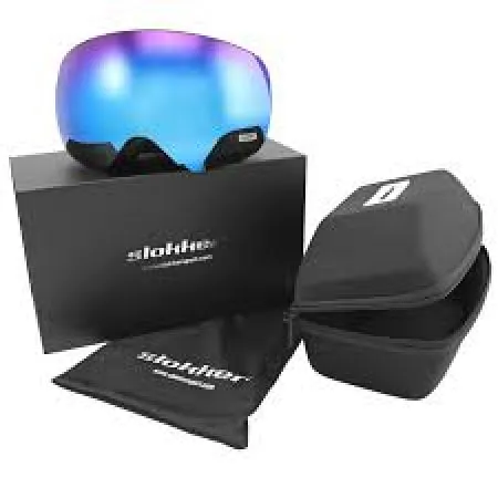 Skibrille mit gleitendem Etui und Verpackung